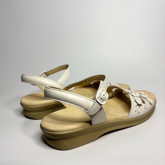 SAS Duo Strap Leather Buckle Comfort Sandal in White (Narrow) - Picture 4 of 10